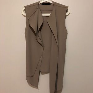 Zara Beige Sleeveless Blazer Jacket